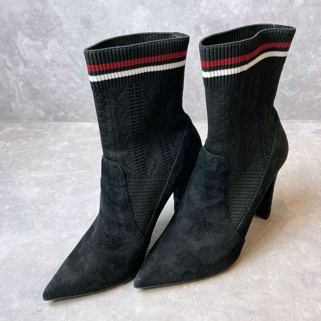 DIANA(ダイアナ)のDIANA ダイアナ　ショートブーツ　23㎝　ニット　スエード　ヒール9.5㎝ レディースの靴/シューズ(ブーツ)の商品写真