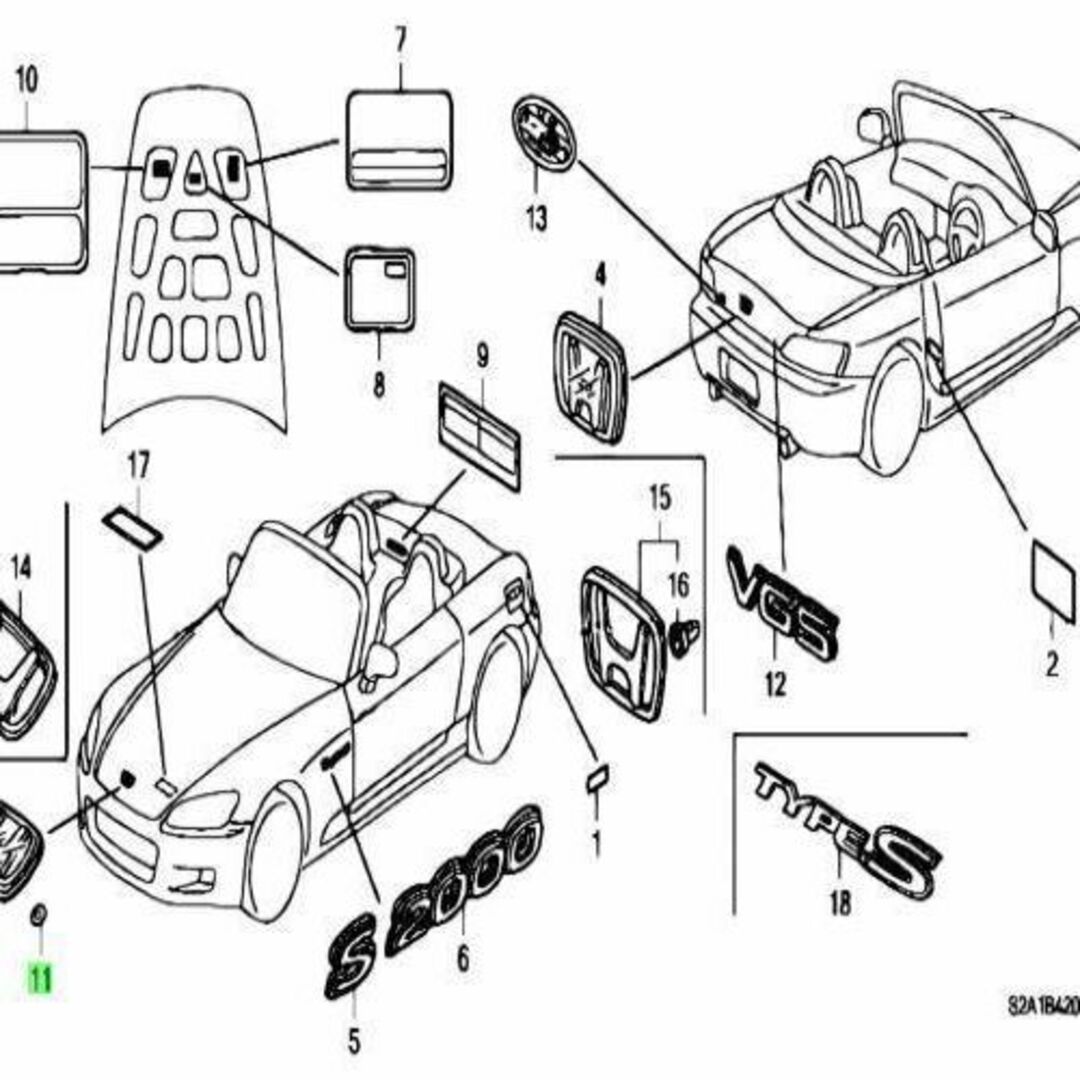 ホンダ(ホンダ)のホンダ フロントエンブレム NSX ナット セット ニューフォーミュラーレッド 自動車/バイクの自動車(車種別パーツ)の商品写真