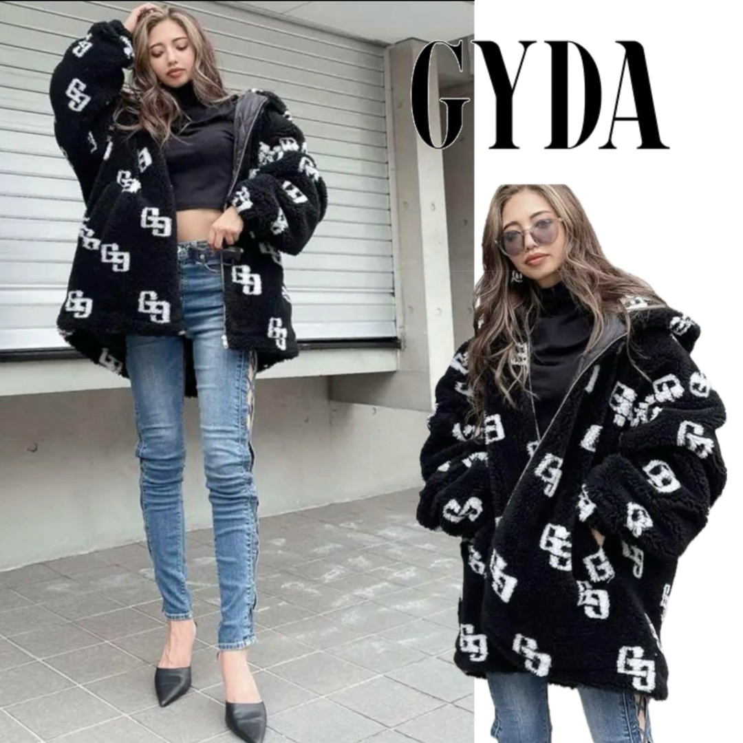 GYDA(ジェイダ)のGYDA GG LOGOボア BIG ブルゾン ジェイダ BLACK 黒 美品 レディースのジャケット/アウター(ブルゾン)の商品写真