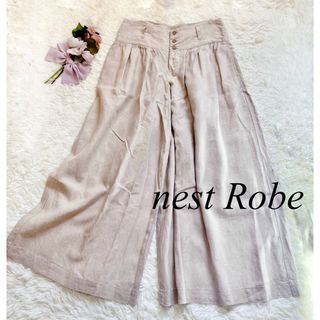 ネストローブ(nest Robe)の✳︎美品✨nest robeネストローブ　リネン薄手ワイドギャザーパンツ　麻素材(カジュアルパンツ)