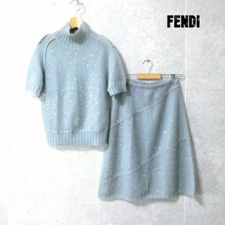 フェンディ(FENDI)の美品 FENDI モヘヤ混 ハイネック ニットセーター×膝丈 イージースカート(ニット/セーター)