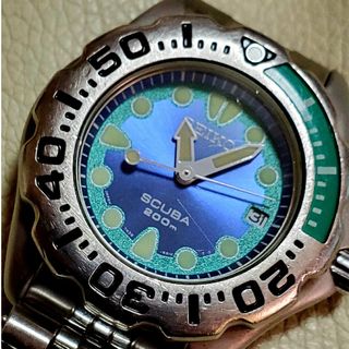 セイコー(SEIKO)のSEIKO セイコー スキューバ ダイバー デイト ブルー グリーン メンズ(腕時計(アナログ))