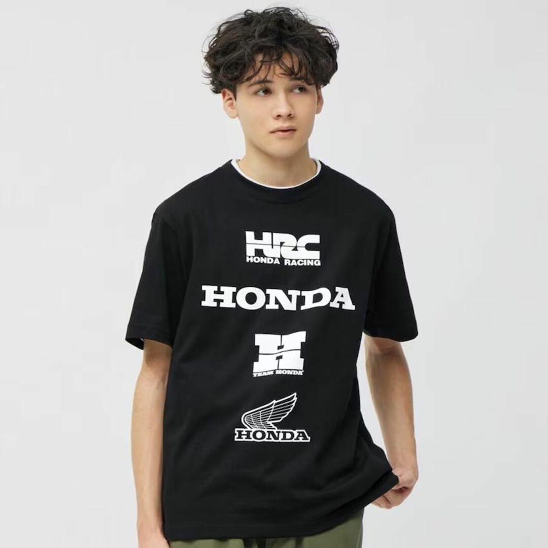 GU(ジーユー)のホンダ×GUコラボ　Tシャツ(5分袖)　 Honda 　ブラック　サイズXL メンズのトップス(Tシャツ/カットソー(半袖/袖なし))の商品写真