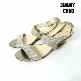 ジミーチュウ(JIMMY CHOO)の美品 JIMMY CHOO グリッター アンクルストラップ サンダル サイズ36(サンダル)