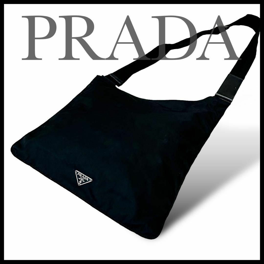 PRADA(プラダ)の希少 良品 PRADA ショルダーバッグ 斜め掛け テスートナイロン ブラック レディースのバッグ(ショルダーバッグ)の商品写真