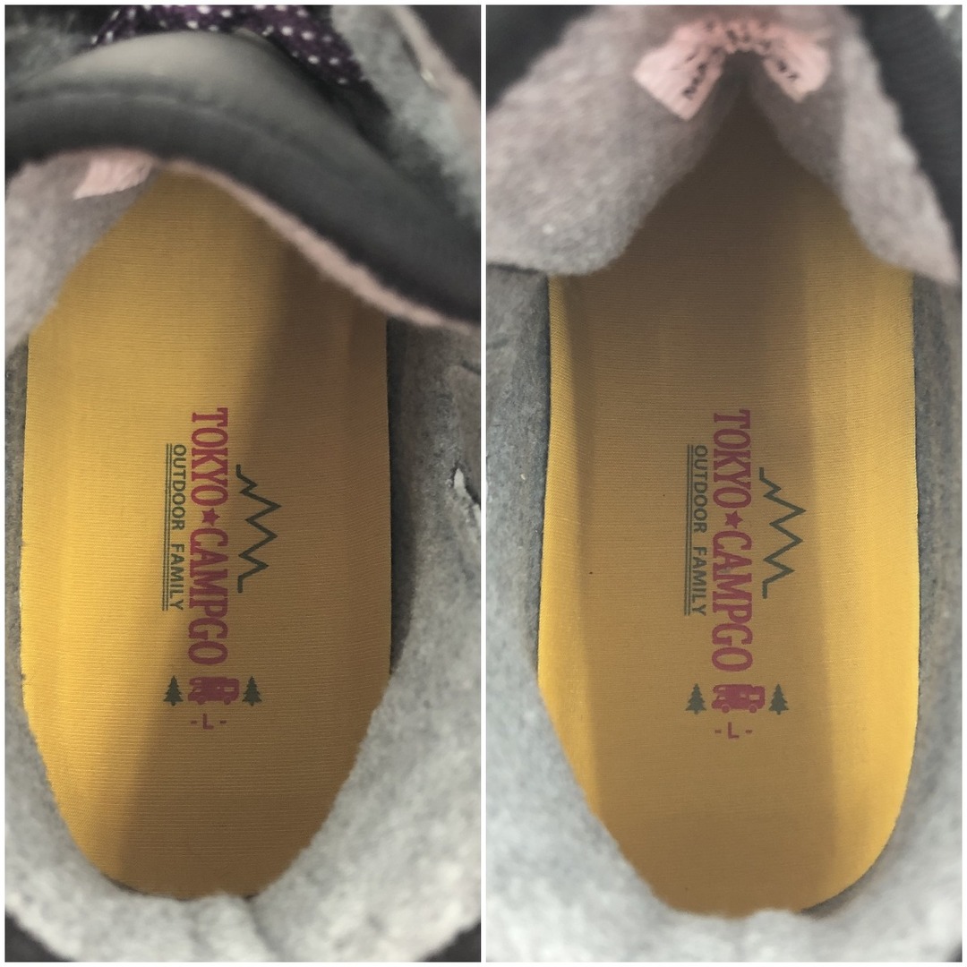 〇〇TOKYO CAMPGO トーキョーキャンプゴー レディース ナイロンキルティング 軽量ブーツ L 4811SC ブラック×パープル レディースの靴/シューズ(ブーツ)の商品写真