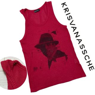 クリスヴァンアッシュ(KRIS VAN ASSCHE)の初期■KRIS VAN ASSCHE■マフィア 肖像画 メッシュ タンクトップ(Tシャツ/カットソー(半袖/袖なし))