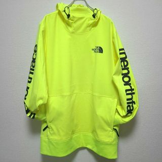 ザノースフェイス(THE NORTH FACE)のXL ノースフェイス パーカー スウェット イエロー 袖ロゴ 蛍光 アメリカ(スウェット)