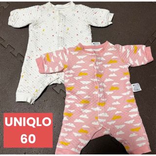 ユニクロ(UNIQLO)のユニクロ　キルトカバーオール 2枚セット 60 長袖(カバーオール)