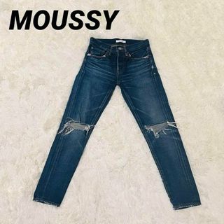 マウジー(moussy)のマウジー　MOUSSY ダメージジーンズ　デニム　ブルー　23インチ　Mサイズ(デニム/ジーンズ)