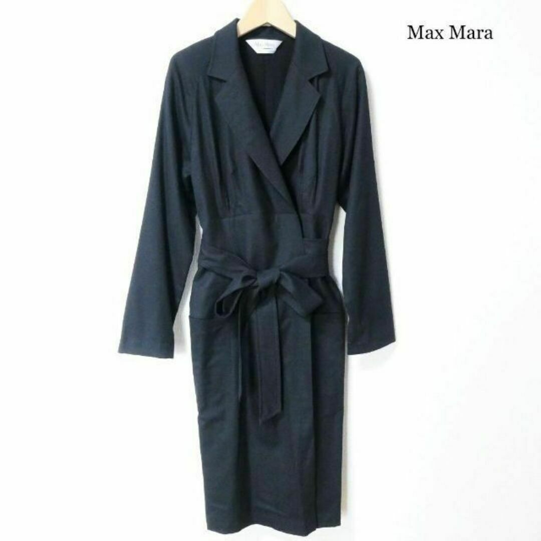 Max Mara(マックスマーラ)の美品 マックスマーラ ウエストリボン ロング丈 トレンチコート スプリングコート レディースのジャケット/アウター(トレンチコート)の商品写真