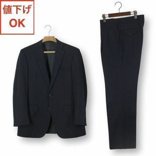 アオキ(AOKI)の【美品】ベルモーレ スーツ A6 メンズ L ブラック 黒 ストライプ ビジネス(セットアップ)