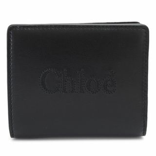 クロエ(Chloe)のクロエ 折財布 レディース Chloe Sense CHC23SP867I10 001 二つ折り財布 クロエセンス コンパクトウォレット ロゴ刺繍 レザー ブラック 黒(財布)