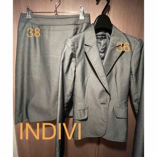 インディヴィ(INDIVI)の【INDIVI】美品 スーツ スカート ジャケット グレー(スーツ)