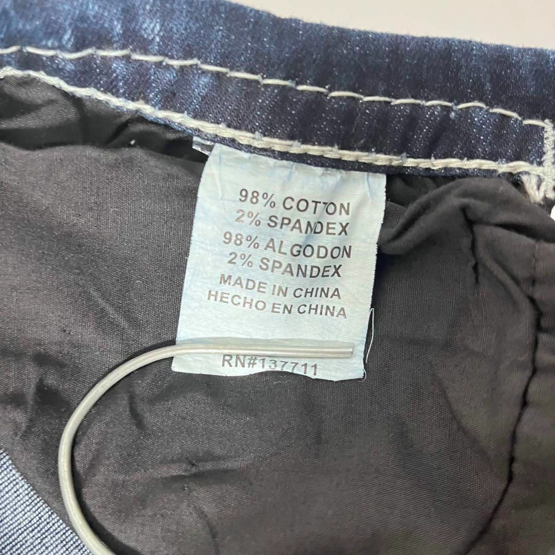 BLACX デニム ジーンズ バック刺繍 色落ち ストレート ストレッチ 古着 メンズのパンツ(デニム/ジーンズ)の商品写真