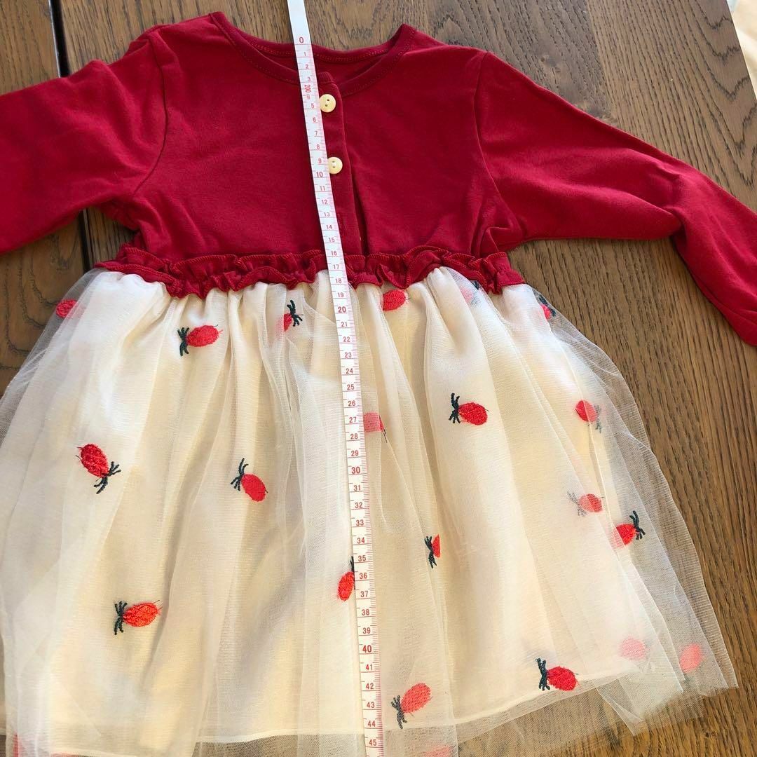 女の子　赤いワンピース　春用 90サイズ キッズ/ベビー/マタニティのキッズ服女の子用(90cm~)(ワンピース)の商品写真