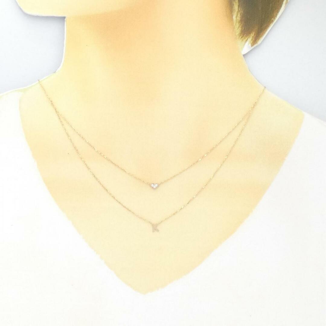 K18PG ハート×イニシャルK ダイヤモンド ネックレス 0.03CT レディースのアクセサリー(ネックレス)の商品写真