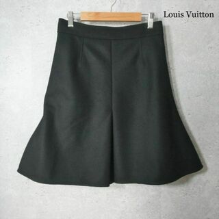 LOUIS VUITTON - 良品 ルイヴィトン ウール タック 膝丈 スカート フレアスカート 黒