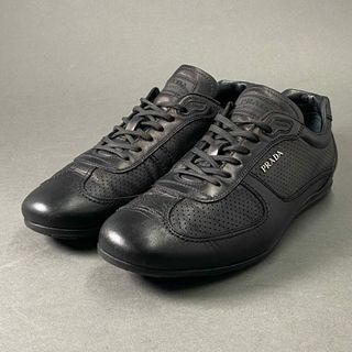 プラダ(PRADA)の2c5 PRADA SPORTS プラダ スポーツ ローカット スニーカー 7 ブラック レザー シューズ レースアップ メタルロゴ(スニーカー)