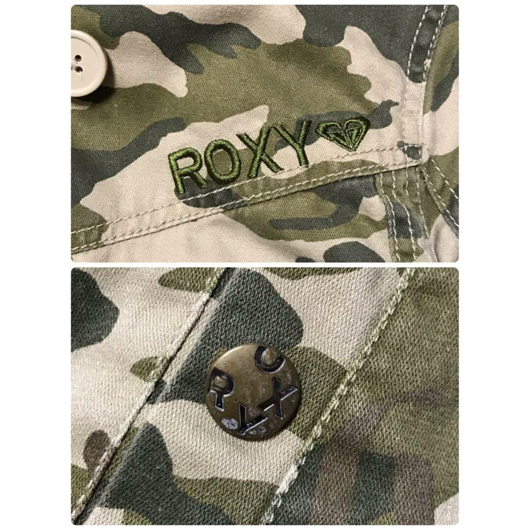 Roxy(ロキシー)の【裏ボア】ロキシー　刺繍ロゴ入りモッズコート　カモフラ　ロング丈　B158 レディースのジャケット/アウター(モッズコート)の商品写真