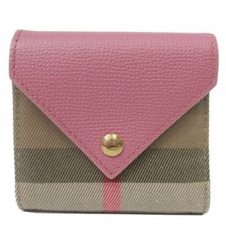 バーバリー(BURBERRY)の【新品】バーバリー 財布 三つ折り財布 8073087 MAUVE PINK (ピンク系×ベージュ系マルチ) BURBERRY リラ バーバリーチェック ウォレット アウトレット レディース(財布)