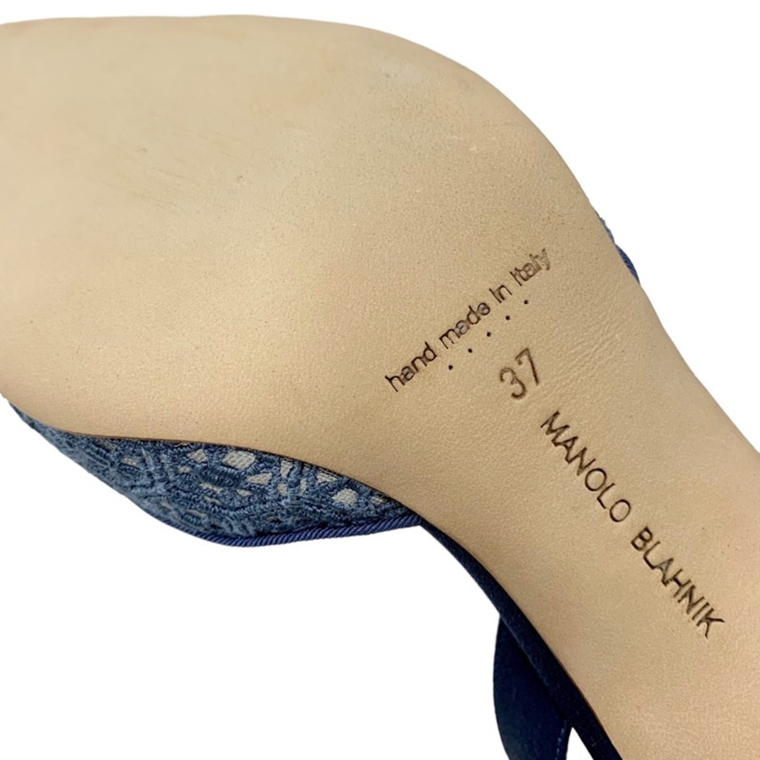 MANOLO BLAHNIK(マノロブラニク)の未使用 マノロブラニク MANOLO BLAHNIK パンプス サンダル 靴 シューズ スリングバック バックル レース ブルー レディースの靴/シューズ(ハイヒール/パンプス)の商品写真