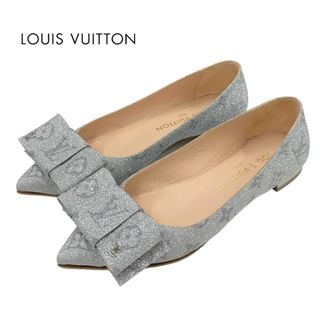 ルイヴィトン(LOUIS VUITTON)のルイヴィトン LOUIS VUITTON ブロッサムライン フラットシューズ バレエシューズ バレリーナ モノグラム リボン ラメ レザー シルバー(バレエシューズ)