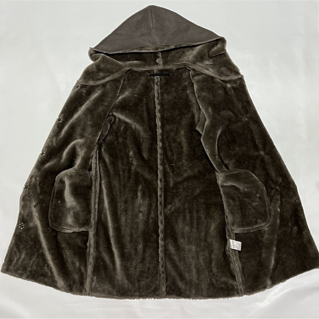 KBF(ケービーエフ)のKBF + フェイク ムートンコート ボアコート ロングコート フード付き レディースのジャケット/アウター(ロングコート)の商品写真