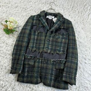 コムデギャルソンコムデギャルソン(COMME des GARCONS COMME des GARCONS)の未使用 入手困難 コムコム テーラードジャケット カットオフ加工 ツイード S(テーラードジャケット)