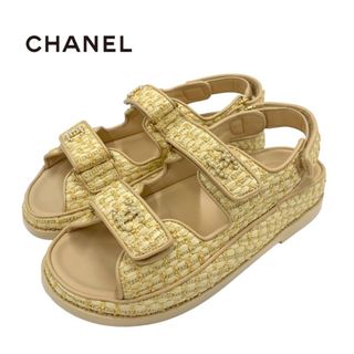 シャネル(CHANEL)の未使用 シャネル CHANEL サンダル フラットサンダル スポーツサンダル 靴 シューズ ココマーク ストロー ベージュ(サンダル)