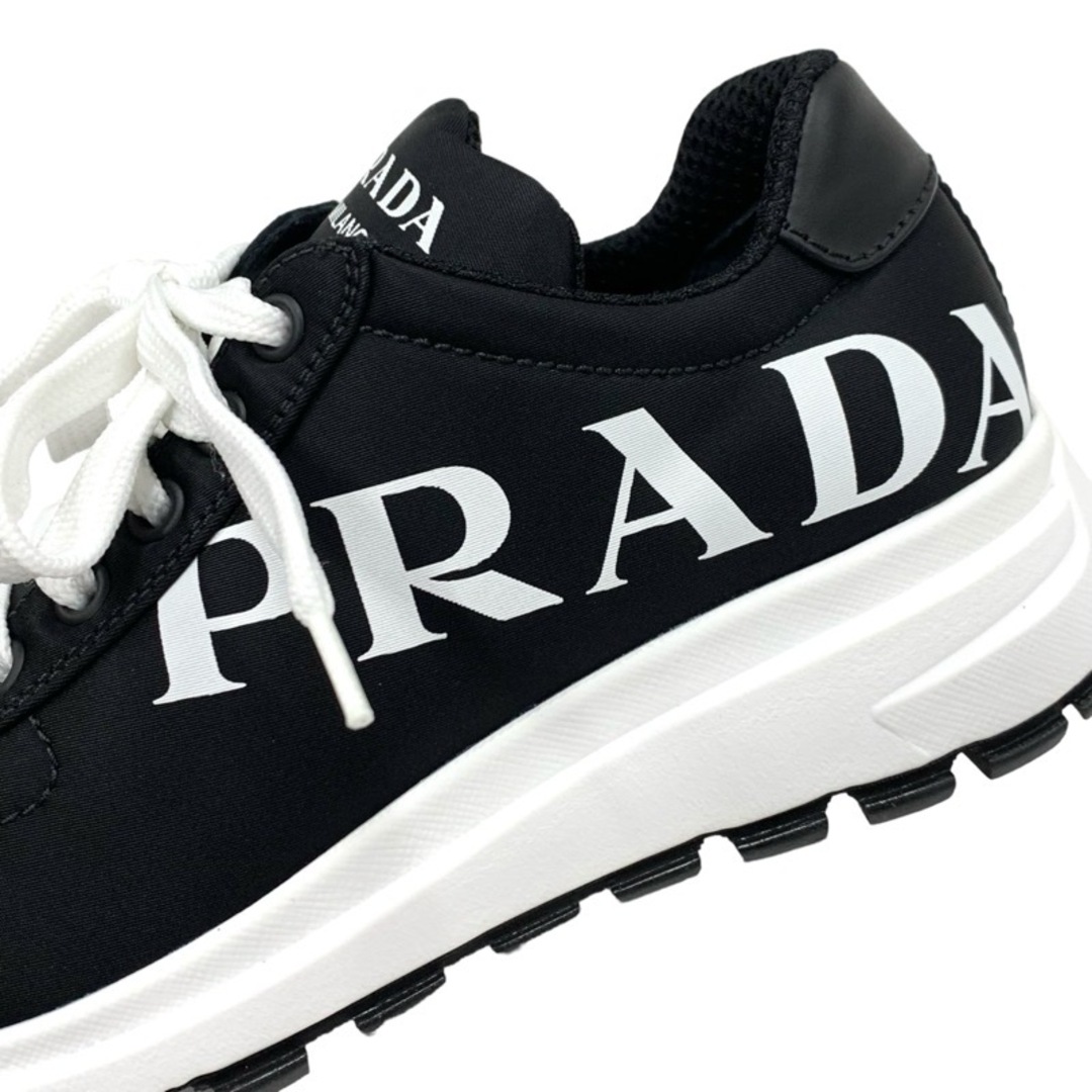 未使用 プラダ PRADA スニーカー 靴 シューズ ロゴ ナイロン ブラック ホワイト