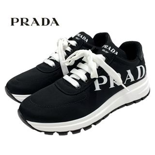 プラダ(PRADA)の未使用 プラダ PRADA スニーカー 靴 シューズ ロゴ ナイロン ブラック ホワイト(スニーカー)