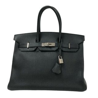 エルメス(Hermes)の　エルメス HERMES バーキン35 □K刻 ブラック シルバー金具 フィヨルド レディース ハンドバッグ(ハンドバッグ)