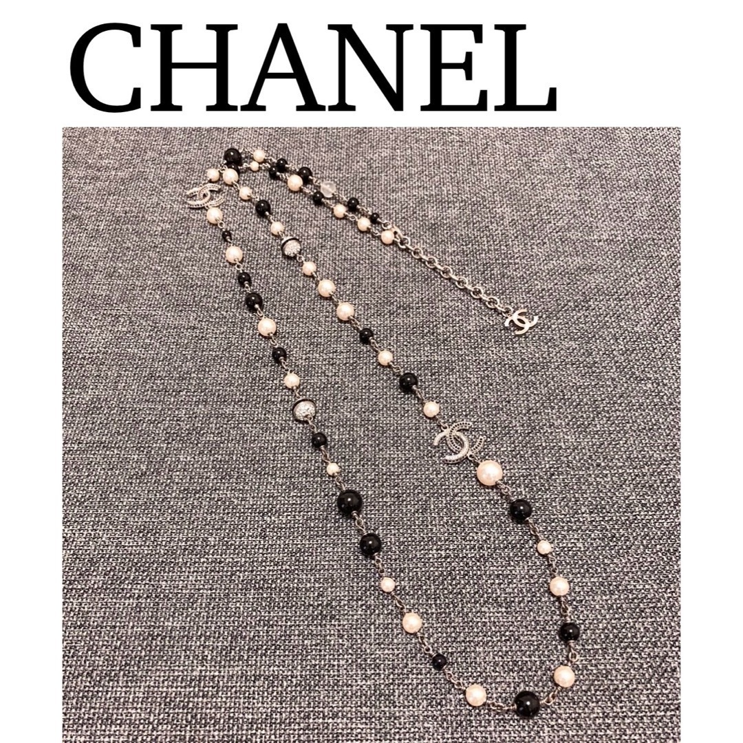 CHANEL シャネル　ロングパールネックレス　シルバー