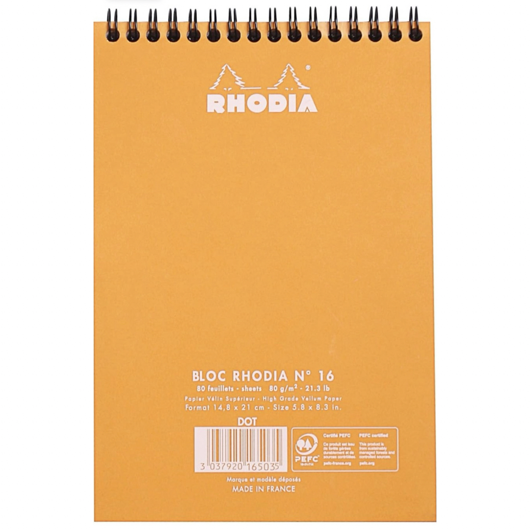 【新品未使用】Rhodia Wirebound Pad 5X8.3 Orange インテリア/住まい/日用品の文房具(ノート/メモ帳/ふせん)の商品写真