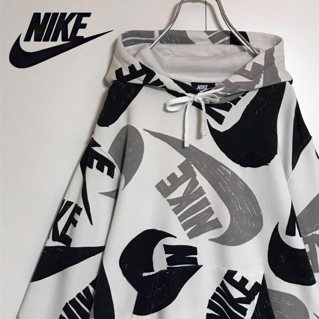 NIKE - 【総柄】ナイキ ロゴいっぱいパーカー 入手困難 希少 NIKE - 【総柄】ナイキ ロゴいっぱいパーカー 入手困難 希少