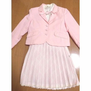 クミキョク(kumikyoku（組曲）)の組曲　子供スーツ　3点セット　コサージュ、リボン付　ピンク　120　入学式(ドレス/フォーマル)