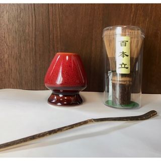 黒竹茶筅　茶筅立て　茶杓　3点セット　百本立　竹　茶道(調理道具/製菓道具)