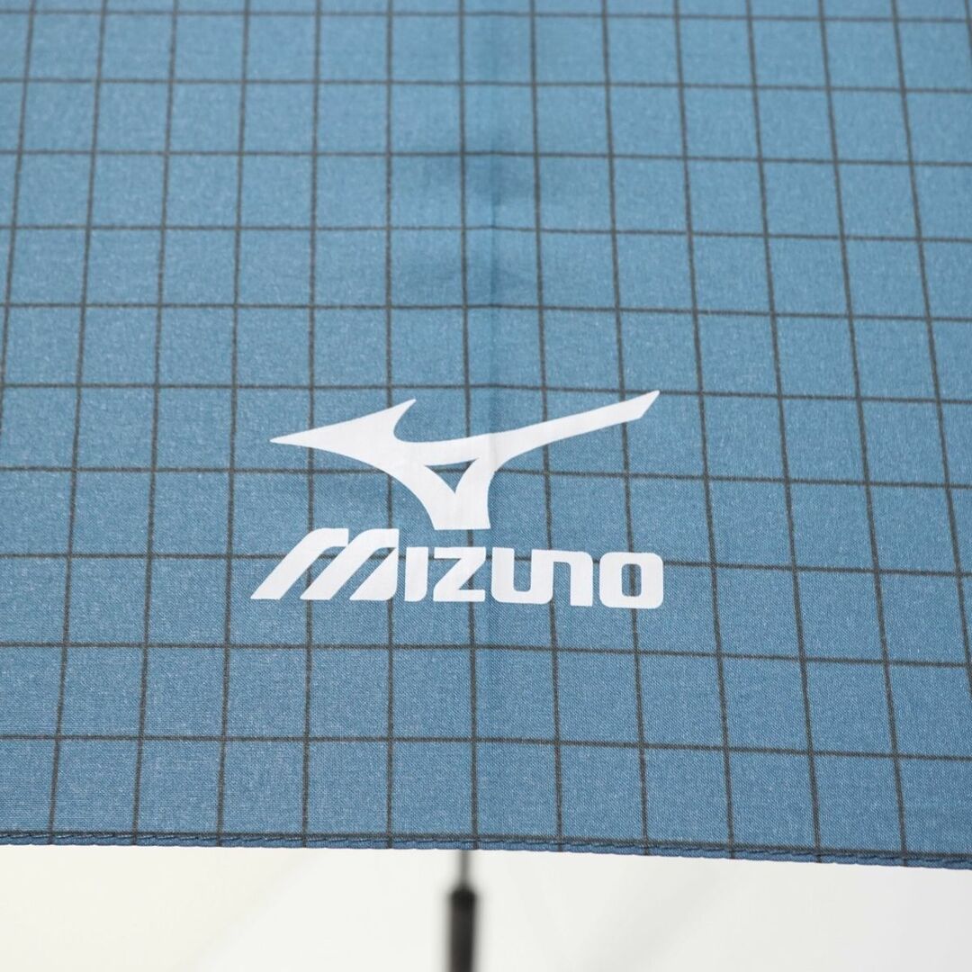 MIZUNO(ミズノ)の傘 MIZUNO ミズノ USED美品 格子柄 ダークブルー 耐風 紳士傘 グラスファイバーフレーム ジャンプ 超大判 70cm KR A0329 メンズのファッション小物(傘)の商品写真