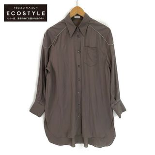 ブルネロクチネリ(BRUNELLO CUCINELLI)のブルネロクチネリ チャコール シルク100 ドレスシャツ M(タイツ/ストッキング)