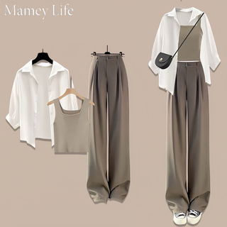 Mamey Life三点セット、新し気質、日焼け止めシャツ、スーツ、ワイドパンツ(チノパン)