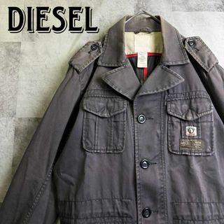 ディーゼル(DIESEL)のディーゼル M-65ミリタリージャケット 刺繍ロゴ ワッペン 柄裏地 グレー S(ミリタリージャケット)