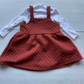 シーイン(SHEIN)のSHEIN オーバーオールトップスセット 12-18m 80-90サイズ 女の子(ワンピース)