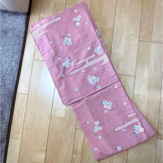 フリフ(ふりふ)の新品　小紋　えがすみ　桜　洗える　化繊　ポリエステル　プレタ　袷　着物　Fサイズ(着物)