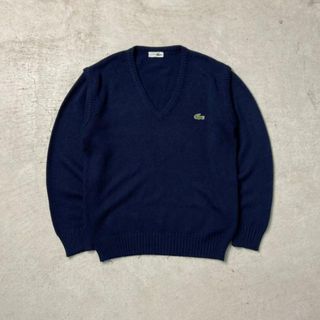 ラコステ(LACOSTE)の70年代 フランス製 CHEMISE LACOSTE ラコステ アクリルニットセーター Vネック メンズL相当(ニット/セーター)