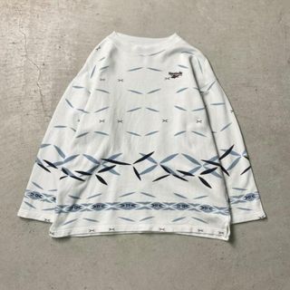 90年代 ポルトガル製 Reebok リーボック スウェットシャツ 総柄 メンズL(スウェット)