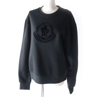 モンクレール(MONCLER)の未使用品 MONCLER モンクレール 22年製 SWEAT SHIRT スウェットシャツ ロゴデザイン 長袖 トレーナー/プルオーバー ブラック M ハンガー付き 正規品 レディース(トレーナー/スウェット)