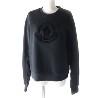 未使用品 MONCLER モンクレール 22年製 SWEAT SHIRT スウェットシャツ ロゴデザイン 長袖 トレーナー/プルオーバー ブラック S ハンガー付き 正規品 レディース