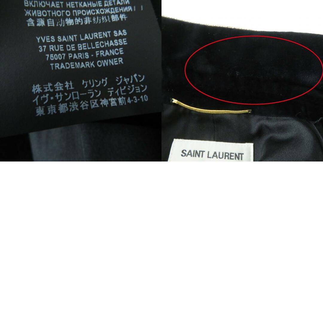 Saint Laurent(サンローラン)の極美品 SAINT LAURENT PARIS サンローランパリ 19年製 605375 コットン シルク ベルベット コントラストパイピング テーラードジャケット ブラック×ゴールド 34 イタリア製 正規品 レディース レディースのジャケット/アウター(テーラードジャケット)の商品写真