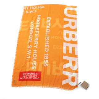 未使用品 BURBERRY LONDON バーバリーロンドン 80174021 シルク混 ロゴ入り ショール ストール オレンジ 200×65 正規品 レディース(ストール/パシュミナ)